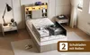 Lit simple UnboxG 90 x 200 cm, beige, avec 2 tiroirs, tête Voir les images du produit 7