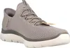 A single gray Skechers slip-on shoe is shown against a white background. Produktbild-Vorschau
