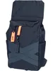 A dark blue backpack is shown with its flap open. Produktbild-Vorschau