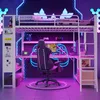 Flieks Etagenbett 140x200cm mit Led, Hochbett Doppelbett Produktbild-Vorschau 2