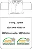 A diagram of a two-piece bedding set with care instructions and certifications. Produktbild-Vorschau