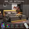 Lit double UnboxG 140 x 190 cm beige en tissu avec 4 Voir les images du produit 2