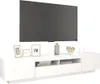 A white TV stand with a large television mounted above it, set against a white background. Náhľad obrázku produktu