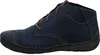 A side view of a single blue leather shoe. Produktbild-Vorschau