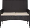 vidaXL Gartenbank 2-Sitzer mit Kissen Schwarz Poly Rattan Produktbild-Vorschau 3