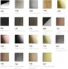 A grid of different material and color samples for faucets, each with a number and name. Produktbild-Vorschau