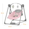 A baby swing with toys hanging from the arch. Produktbild-Vorschau