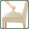 4 Stück Stuhlhussen Hohe Lehne - Creme - Samt - Universal Produktbild-Vorschau 3