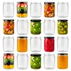 A grid of glass jars, some filled with food items and others empty. Produktbild-Vorschau