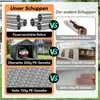 A comparison image showing features of two different types of carports or storage tents. Produktbild-Vorschau
