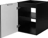 A black cabinet with its door open, revealing two shelves inside. The inside of the door is white. Anteprima dell’immagine prodotto
