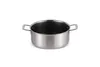A stainless steel pot with two handles is shown against a white background. Podgląd zdjęcia produktu