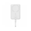 A white magnetic power bank with a charging cable attached, shown from the front on a white background. Produktbild-Vorschau