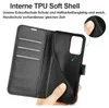 A hand holding an open flip phone case, showing the interior card slots and the phone holder. Produktbild-Vorschau