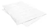 A white duvet or comforter is shown folded and lying on a white background. Produktbild-Vorschau