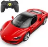 A red Ferrari 296 GTS remote-controlled car and its remote control are displayed against a white background. Produktbild-Vorschau
