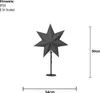 A gray star-shaped lamp on a stand, with dimensions indicated. Podgląd zdjęcia produktu