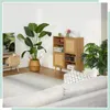 Credenza Relaxdays, 2 ante in rattan, 4 ripiani aperti, 2 Anteprima dell’immagine prodotto 2