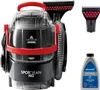A Bissell SpotClean Pro carpet cleaner and cleaning solution are displayed against a white background. Voir les images du produit