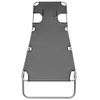 A top-down view of a foldable gray lounge chair with a silver metal frame, isolated on a white background. Podgląd zdjęcia produktu