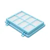 A blue vacuum cleaner filter with white filter material is shown from a diagonal angle against a white background. Produktbild-Vorschau