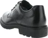 A black leather shoe shown from a side-rear angle. Produktbild-Vorschau