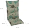 A chair cushion with a vintage floral pattern and text. Produktbild-Vorschau