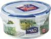 A round Lock & Lock food storage container with a blue lid and clear body, shown from a slightly elevated angle. Voir les images du produit