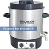 A stainless steel electric cooker with a black lid and base, featuring a tap on the side and control knobs at the front. Produktbild-Vorschau