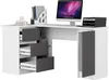 A corner desk with a computer, stationery, and storage compartments. Produktbild-Vorschau