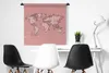 MuchoWow® Wandteppich Wandbehang Weltkarte - Rosa - Weiß - Produktbild-Vorschau 5