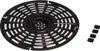 A black air fryer grate and four black spacers on a white background. Produktbild-Vorschau
