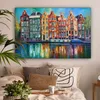 Leinwandbilder 120x80 cm - Amsterdam - Öl - Kanal - Malerei Produktbild-Vorschau 2