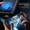 A close-up of a smartphone screen displaying a game, with hands holding the phone. Another part of the image shows a finger interacting with a fingerprint scanner on a phone. Produktbild-Vorschau