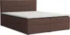 A brown boxspring bed with a white mattress topper is shown against a white background. Produktbild-Vorschau