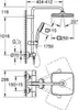 Technical drawing of a shower system with dimensions and installation details. Anteprima dell’immagine prodotto