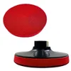 A red polishing pad and a black adapter for a grinder or drill are shown against a white background. Produktbild-Vorschau