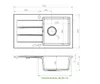 Technical drawing of a kitchen sink with dimensions. Produktbild-Vorschau