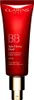 A red tube of Clarins BB Skin Detox Fluid with a gold pump dispenser. Voir les images du produit