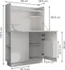 A diagram showing the dimensions of a white secretary desk. Produktbild-Vorschau
