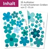 easydruck24de Aufkleber-Set Blumen Blümchen I blau grün Produktbild-Vorschau 1