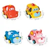 Four toy cars with dimensions shown, arranged in a 2x2 grid against a white background. Produktbild-Vorschau