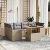 7-tlg. Garten-Sofagarnitur mit Kissen Beige Poly Rattan Produktbild-Vorschau 2