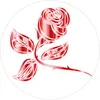 A stylized red rose with white outlines on a white background. Produktbild-Vorschau