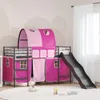 vidaXL Etagenbett für Kinder mit Vorhängen Uni Schwarz und Produktbild-Vorschau 2