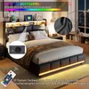 Łóżko tapicerowane INONEFT, 160x200 cm, z oświetleniem LED, Podgląd zdjęcia produktu 4