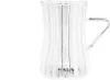 A clear glass teacup with a handle, shown against a white background. Voir les images du produit