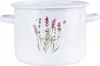 A white enamel pot with a lavender design and the word 'Lavender' printed on it. Podgląd zdjęcia produktu