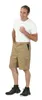 A man is posing in a studio setting wearing khaki cargo shorts and a white t-shirt. Produktbild-Vorschau