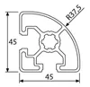 Länge 1750mm - Aluminiumprofil 45x45L R37,5 B-Typ Nut 10 Produktbild-Vorschau 2